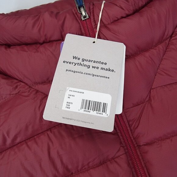 NWT Mens Patagonia Down Sweater Jacket Size XXL Wax Red Regular Fit New - Picture 4 of 6